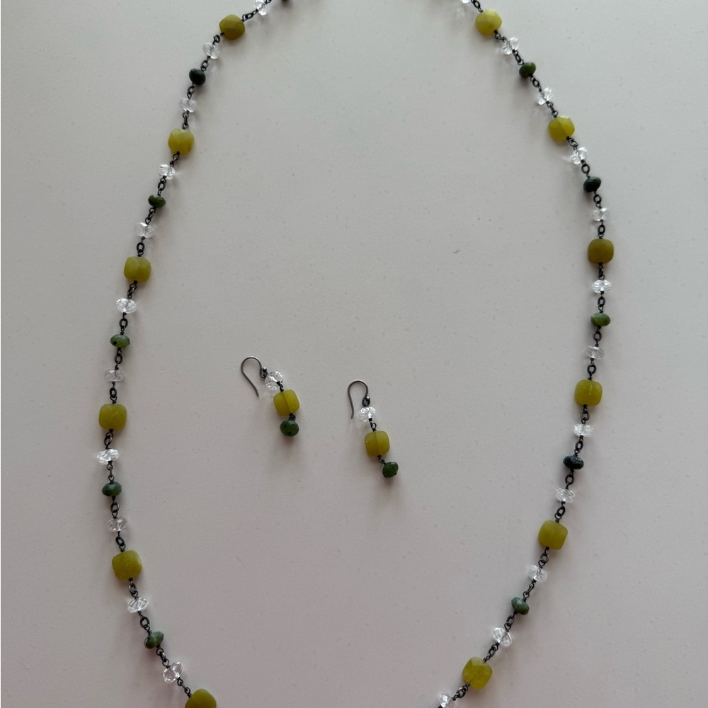 Silpada Green Beaded Necklace & Earrings Set